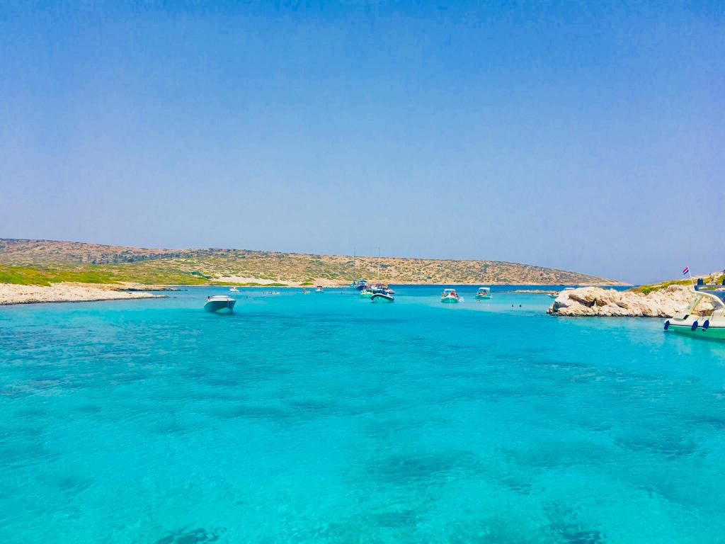 Patmos nearbly islands - The bay of Tiganakia with turquoise water